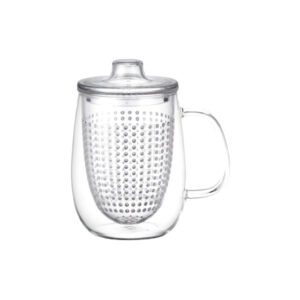Kuppi siivilällä ja kannella Kinto UNITEA Clear, 550 ml