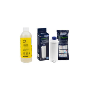 DeLonghi kahvinkoneen huoltosetti (yleiskalkinpoistoaine + DLSC002 (5513292811) vedensuodatin)