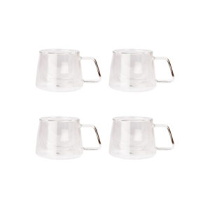 Kaksinkertainen cappuccinolasi kahvalla CHiATO, 4 x 210 ml