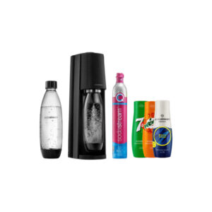 Hiilihapotuslaite SodaStream Terra Black + 2 pulloa + siirappisarja (7Up x Mirinda x Energy)
