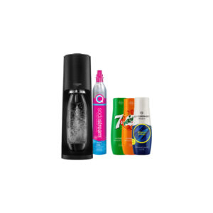 Hiilihapotuslaite SodaStream Terra Black + siirappisarja (7Up x Mirinda x Energy)