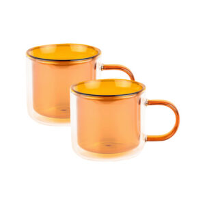 Kaksiseinäinen cappuccinolasi kahvalla CHiATO, 2 x 250 ml