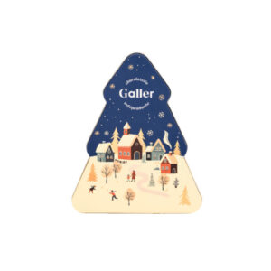 Juhlava suklaakonvehtisetti metallirasiassa Galler Collector Christmas Tree, 28 kpl.