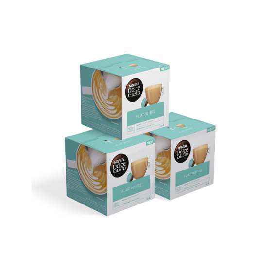 Dolce Gusto® -koneille sopiva kahvikapselisarja NESCAFÉ Dolce Gusto Flat White, 3 x 16 kpl.